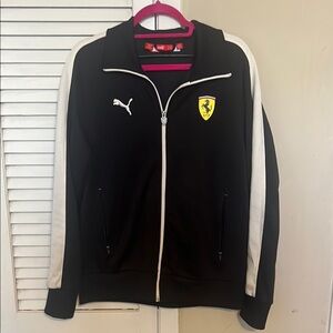 Puma Ferrari Scuderia Black Full Zip Up Racing Track Jacket Mens M
